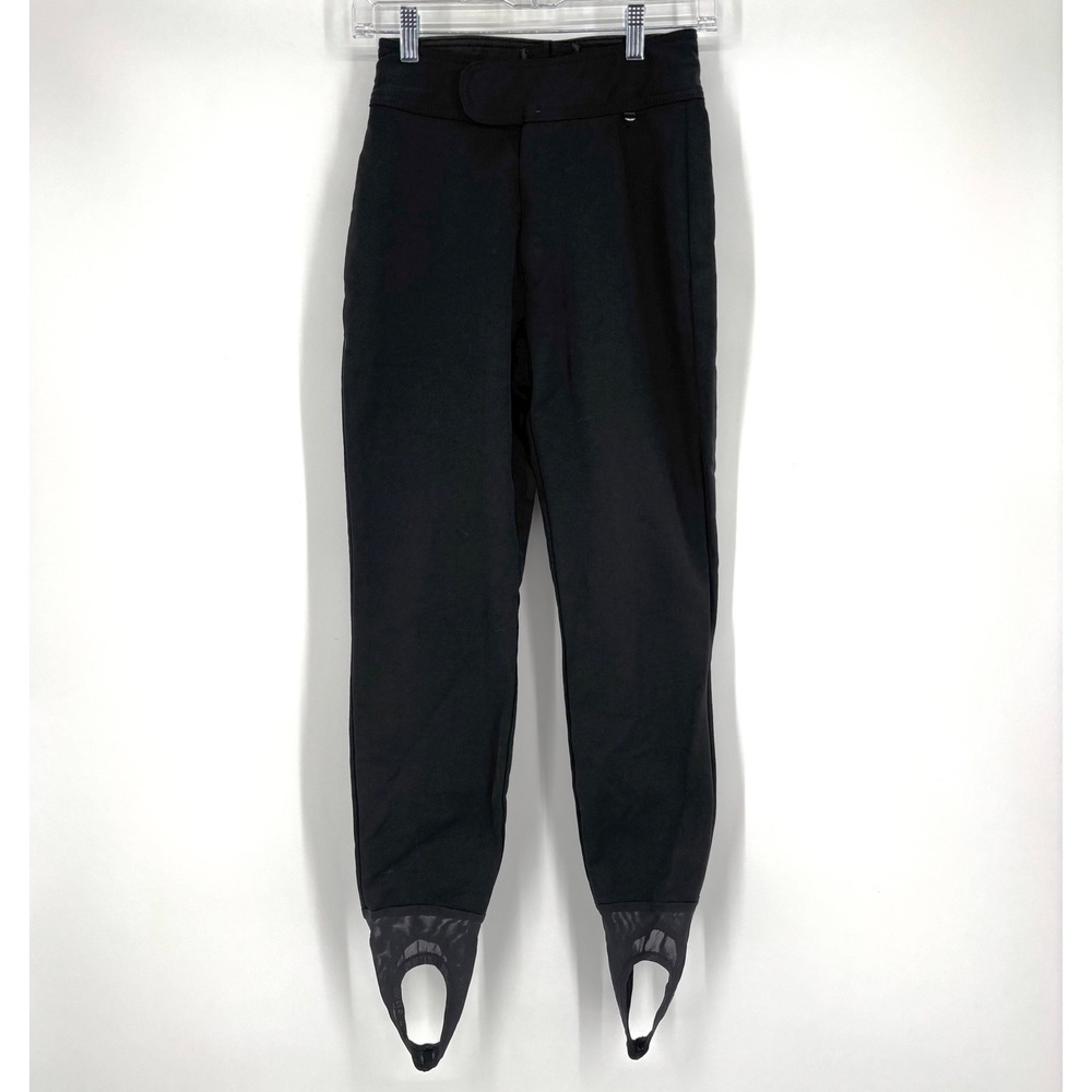 Vintage Schoeller Black Stirrup Ski Pants Sz 6 Wool‎ Blend Snowboard Winter 80s